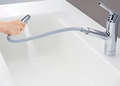Vòi rửa bát TOTO TKS05305J | Vòi nóng lạnh | Rút đầu vòi | Eco 11 Chức năng kéo đầu vòi Vòi rửa bát TOTO TKS05305J
