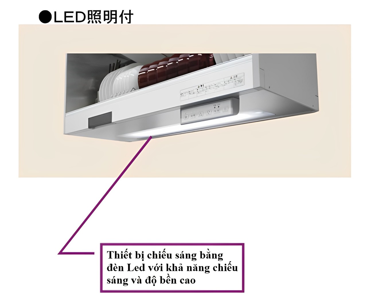 Chạn bát nâng hạ điện Kanazawa KEL-E090D35 | Tích hợp sấy khô 25 Đèn LED tự động