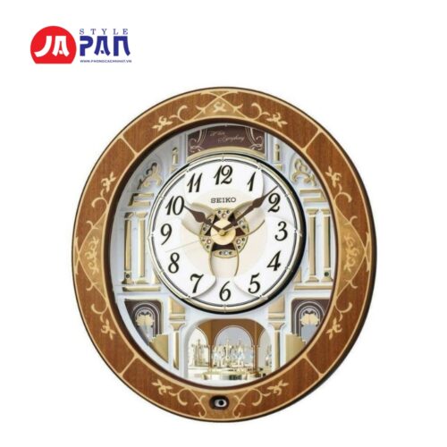 Đồng hồ treo tường Seiko RE580B Khảm gỗ tự nhiên