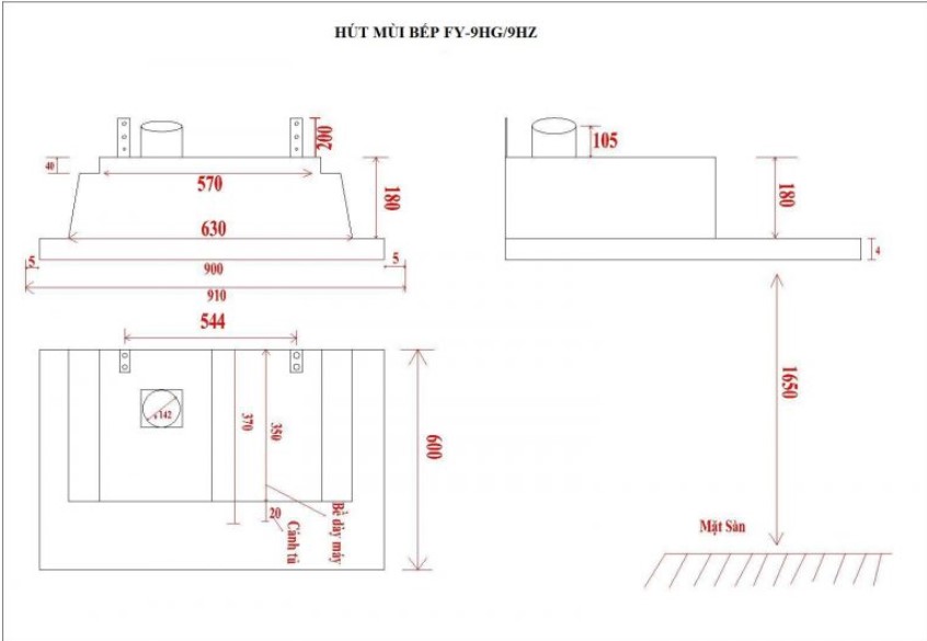 Thông số kỹ thuật Hút mùi Panasonic FY-9HGC4-S