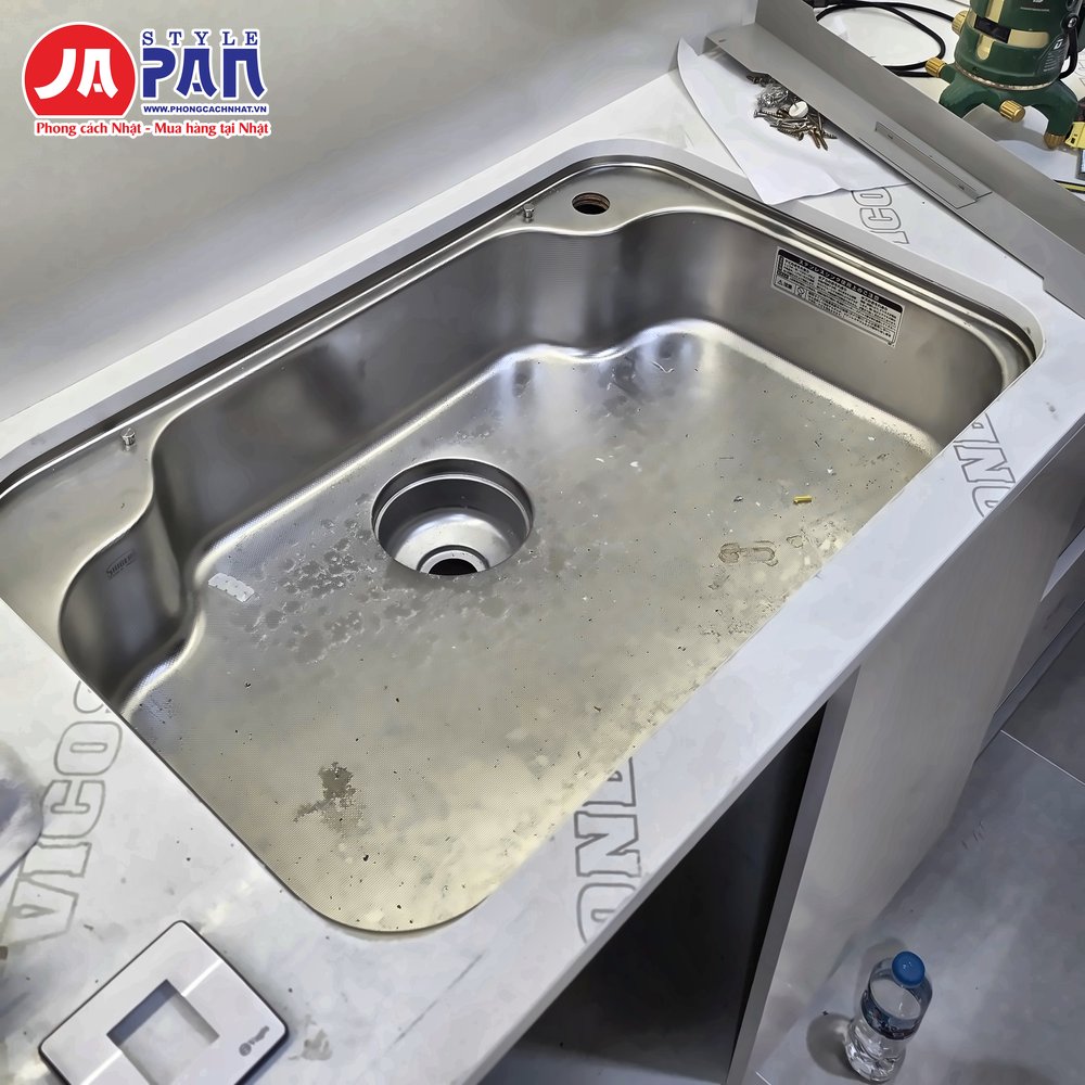 Chậu rửa bát Shigeru IB-DK FS|Chậu 1 hố 3 Chậu rửa bát Shigeru IB-DK FS lắp thực tế, nhìn góc nghiêng