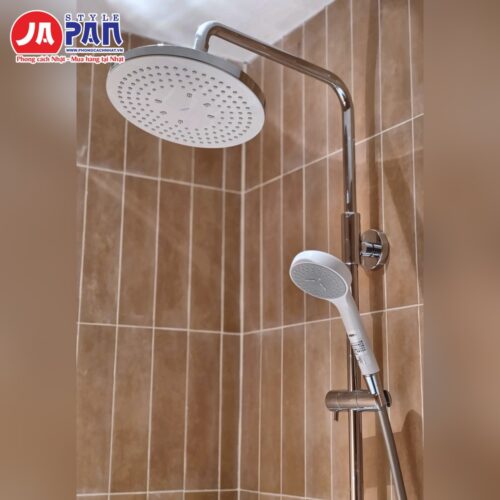 Sen cây TOTO TBW04401J1 | Sen tắm nhiệt độ cao cấp nội địa Nhật 14 Bát sen trên và tay sen của sen cây Toto TBW04401J1 nhìn góc nghiêng
