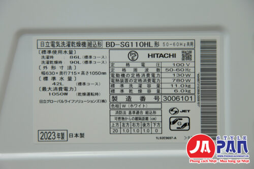 Máy giặt Hitachi BD-SG110HL