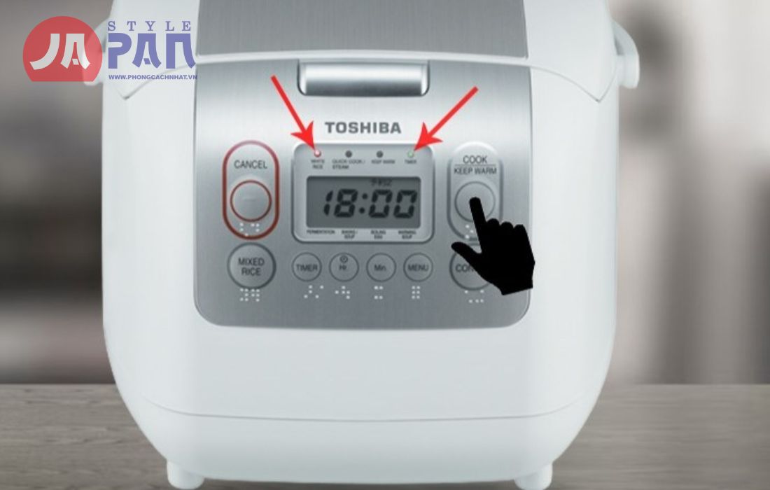 Cách hâm cơm bằng nồi cơm điện Toshiba chuẩn công thức mẹ nấu 3 Chức năng hẹn giờ nấu cơm