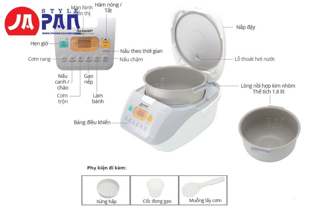Cách hẹn giờ nồi cơm điện Sharp | Hướng dẫn chi tiết, dễ hiểu 3 Nút chức năng nồi cơm điện Sharp