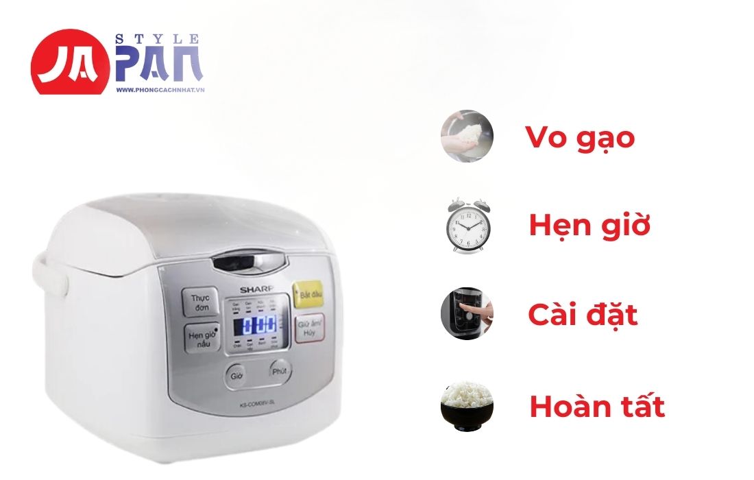 Cách hẹn giờ nồi cơm điện Sharp | Hướng dẫn chi tiết, dễ hiểu 4 Cách hẹn giờ nấu cơm nồi Sharp