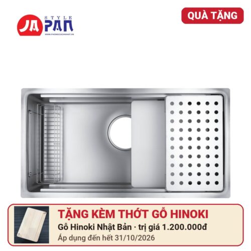Chậu rửa bát Shigeru tặng kèm thớt gỗ Hinoki