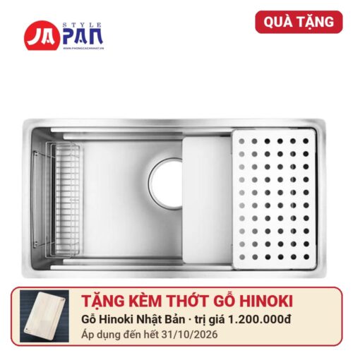 Chậu rửa bát Shigeru tặng kèm thớt gỗ Hinoki