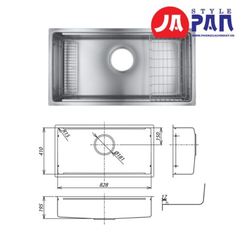 Chậu rửa bát Shigeru LE JSL-K 2F FS chậu 1 ray | Bề mặt hạt