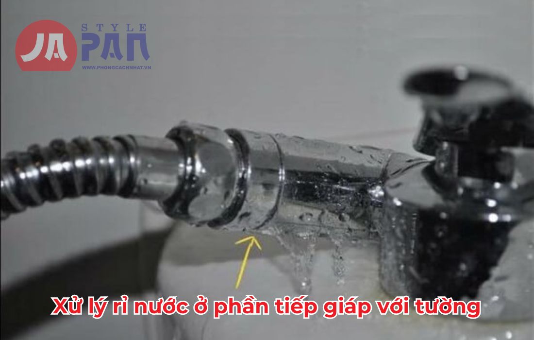 Dây vòi xịt vệ sinh bị rỉ nước và cách khắc phục hiệu quả 4 Xử lý rỉ nước ở phần tiếp giáp với tường