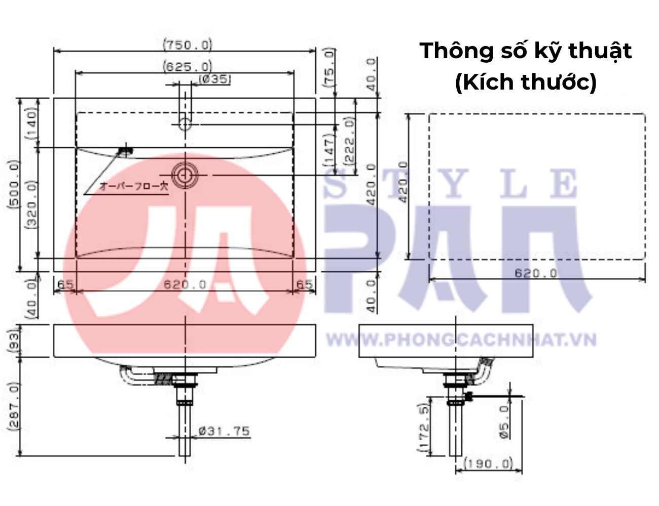 Thông số kỹ thuật và kích thước