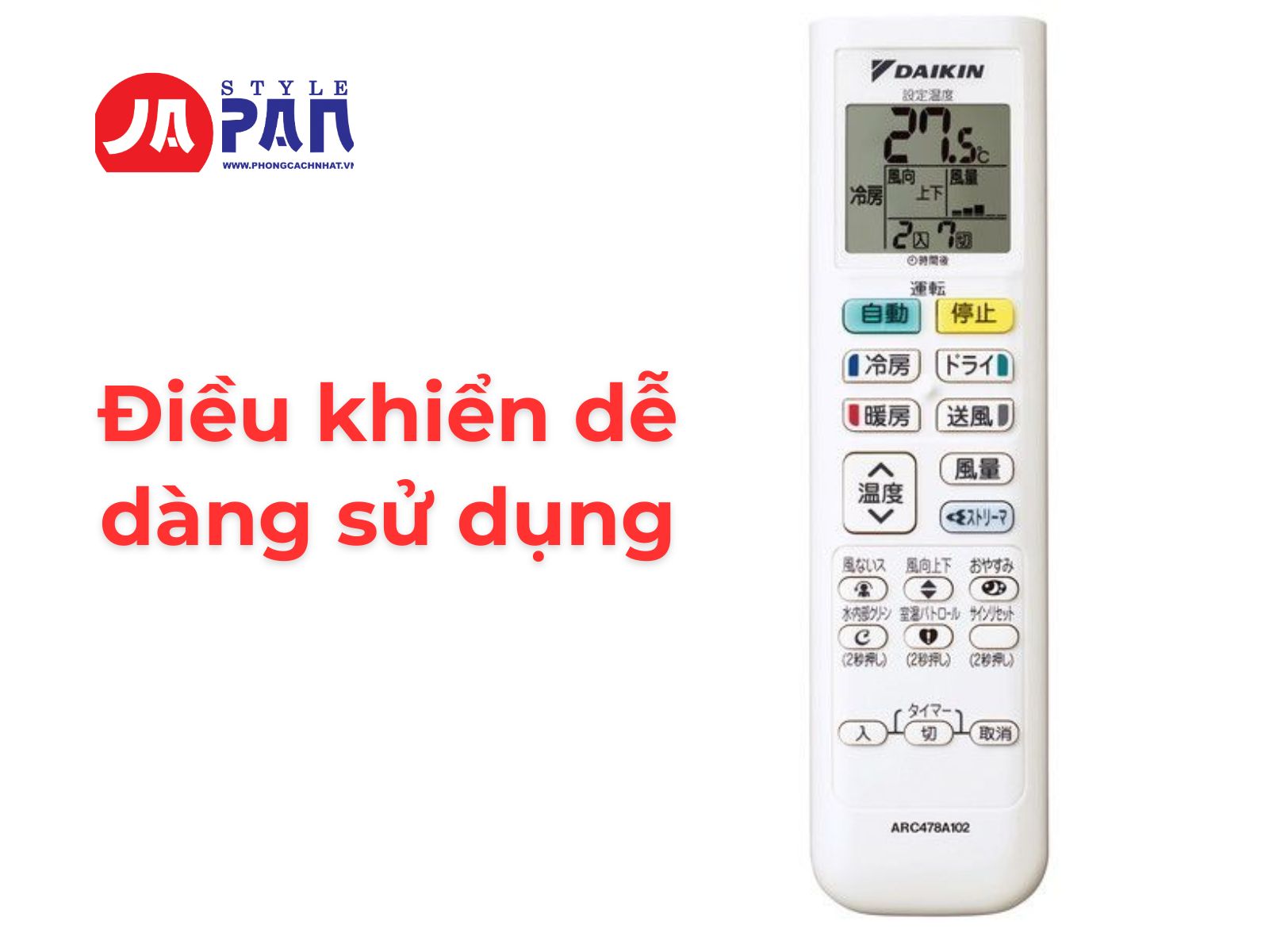 Điều khiển cầm tay dễ dàng sử dụng