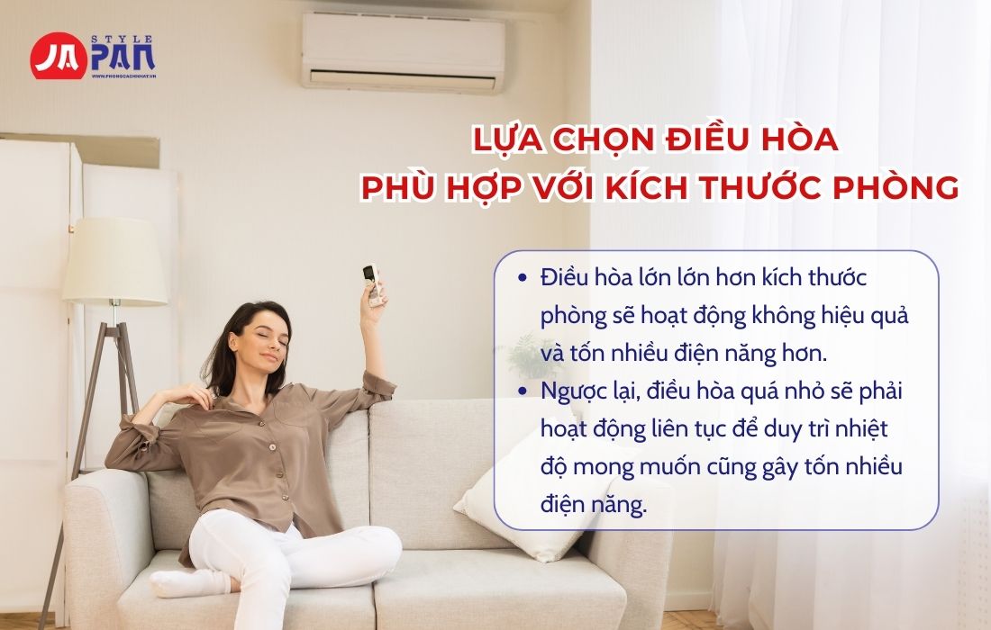 Cách Dùng Điều Hòa Tiết Kiệm Điện Hiệu Quả Và Đơn Giản 2 Lựa chọn điều hòa phù hợp với kích thước phòng