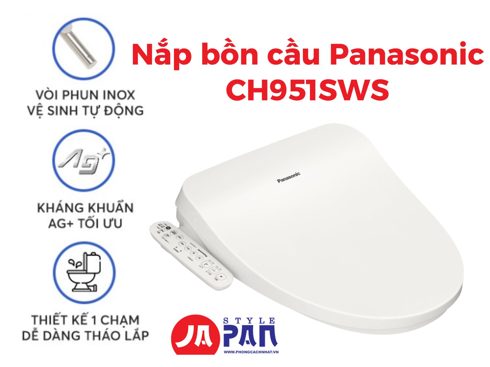 Nắp bồn cầu Panasonic CH951SWS | Nội địa Nhật