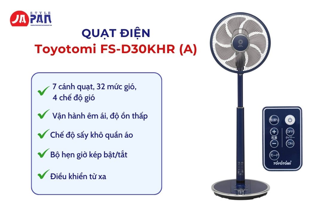 Top 5 Mẫu Quạt Điện Nội Địa Bán Chạy Nhất Tại Phong Cách Nhật Năm 2024 6 Quạt điện nội địa Toyotomi FS-D30KHR