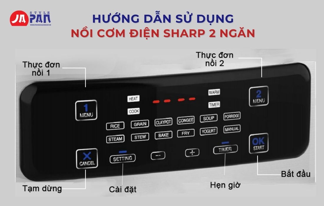 Cách Sử Dụng Nồi Cơm Điện Sharp Đúng Cách Từ A-Z 4 Hướng dẫn sử dụng nồi cơm điện Sharp 2 ngăn