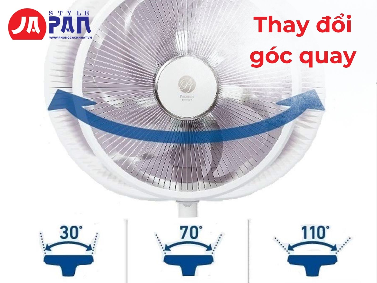 Quạt điện Toyotomi FS-D30KHR (W) | Hàng nội địa Nhật cao cấp 27 Thay đổi góc quay