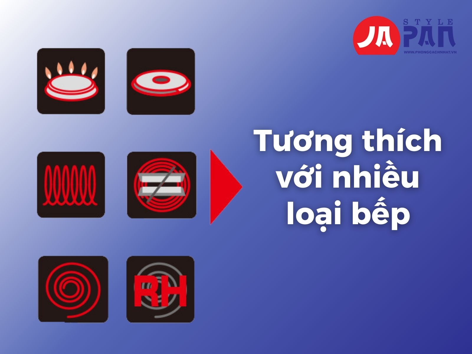 Tương thích với nhiều loại bếp