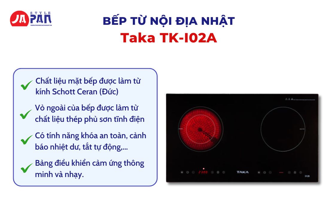 Bếp từ đôi Taka TK-I02A nội địa Nhật