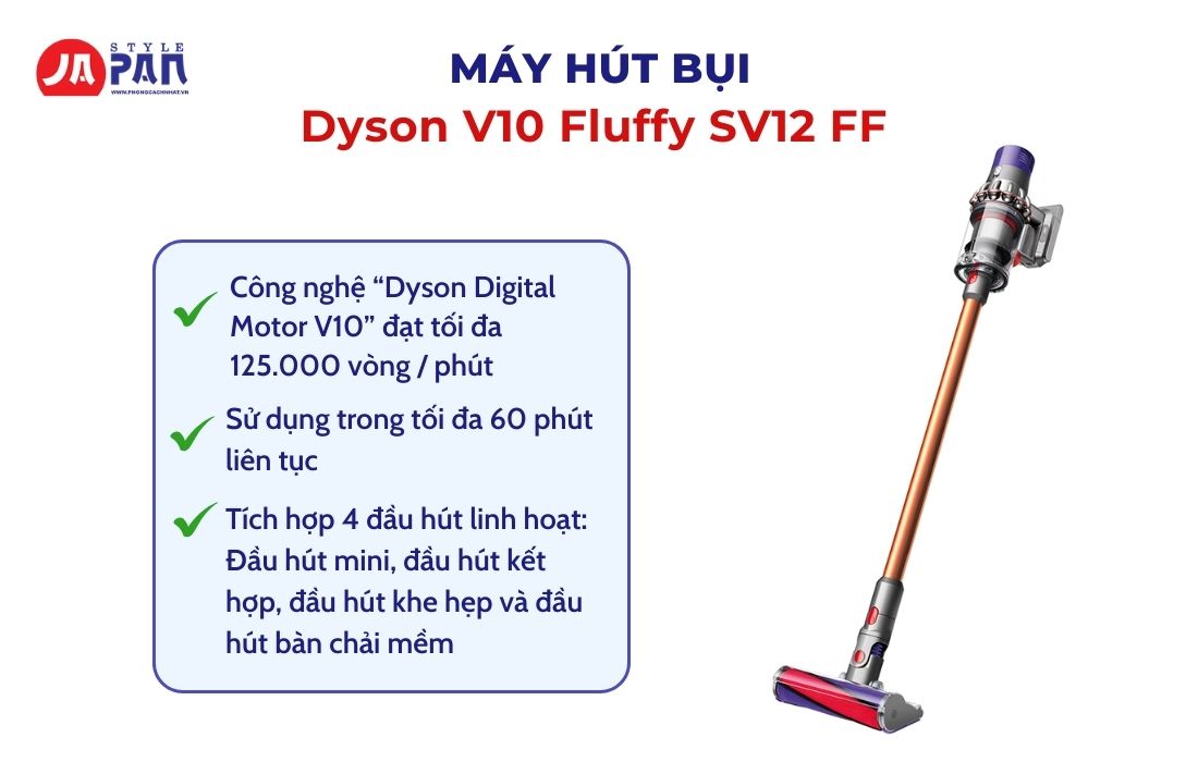 Review Máy Hút Bụi Cầm Tay Tốt Nhất Hiện Nay 3 Review máy hút bụi cầm tay không dây - Dyson V10 Fluffy SV12 FF