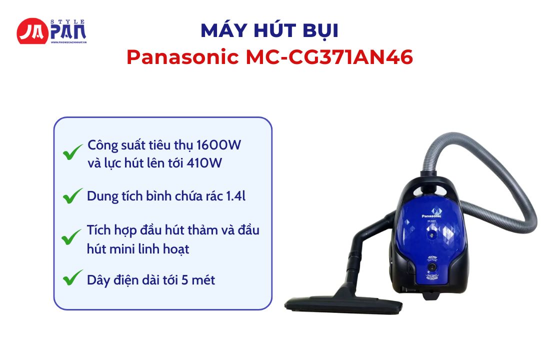 Top 7 Máy Hút Bụi Tốt Nhất Hiện Nay Mà Bạn Không Nên Bỏ Qua 4 Máy hút bụi Panasonic MC-CG371AN46