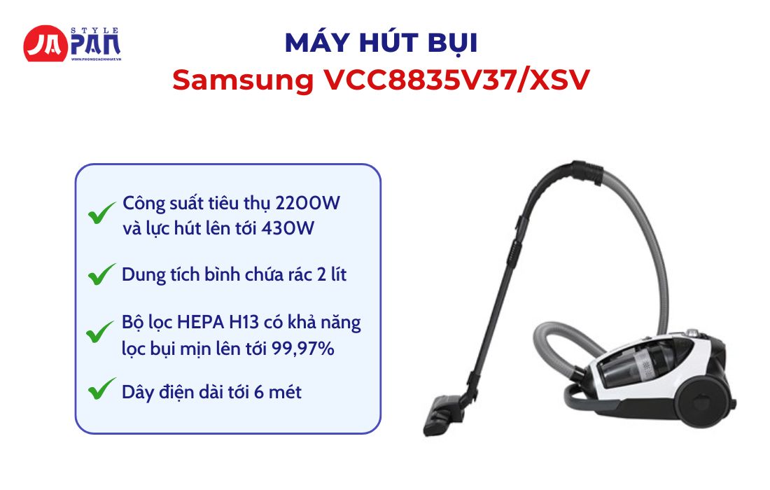 Top 7 Máy Hút Bụi Tốt Nhất Hiện Nay Mà Bạn Không Nên Bỏ Qua 5 Máy hút bụi Samsung VCC8835V37/XSV