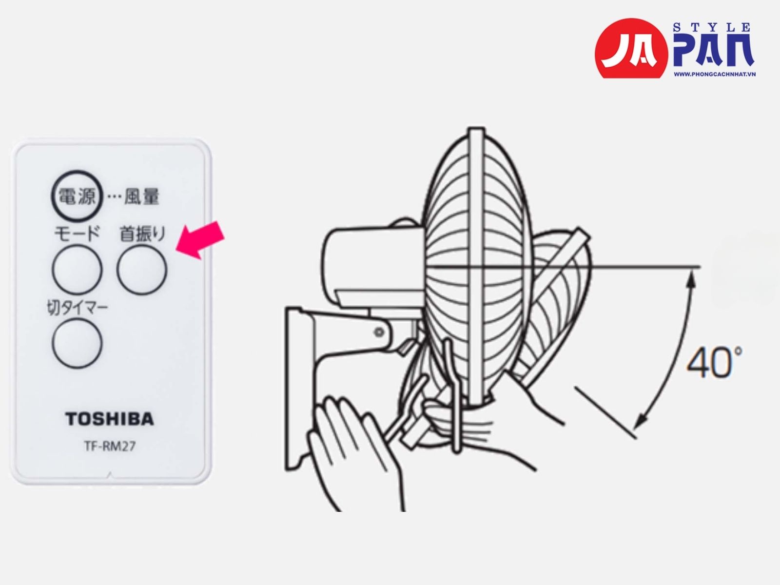 Quạt treo tường Toshiba TF-30RK27 | Nội địa Nhật 37 Điều chỉnh linh hoạt