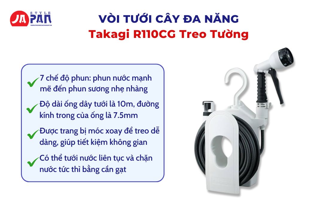 Top 5 Vòi Tưới Cây Đa Năng Nội Địa Đáng Mua Nhất Hiện Nay 4 Vòi tưới cây đa năng Takagi R110CG treo tường