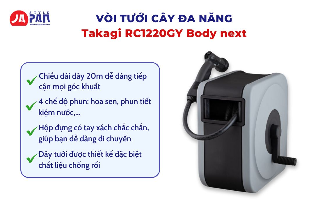 Top 5 Vòi Tưới Cây Đa Năng Nội Địa Đáng Mua Nhất Hiện Nay 6 Vòi tưới cây đa năng Takagi RC1220GY Body Next