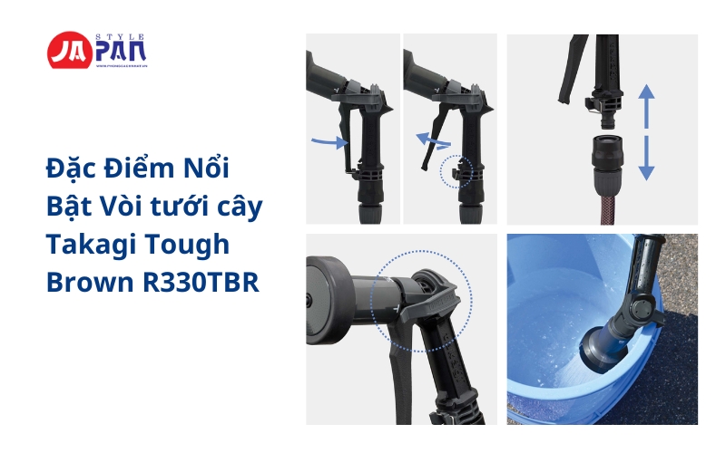Vòi tưới cây Takagi Tough Brown R330TBR 30m đa năng 30 Đặc Điểm Nổi Bật Vòi tưới cây Takagi Tough Brown R330TBR