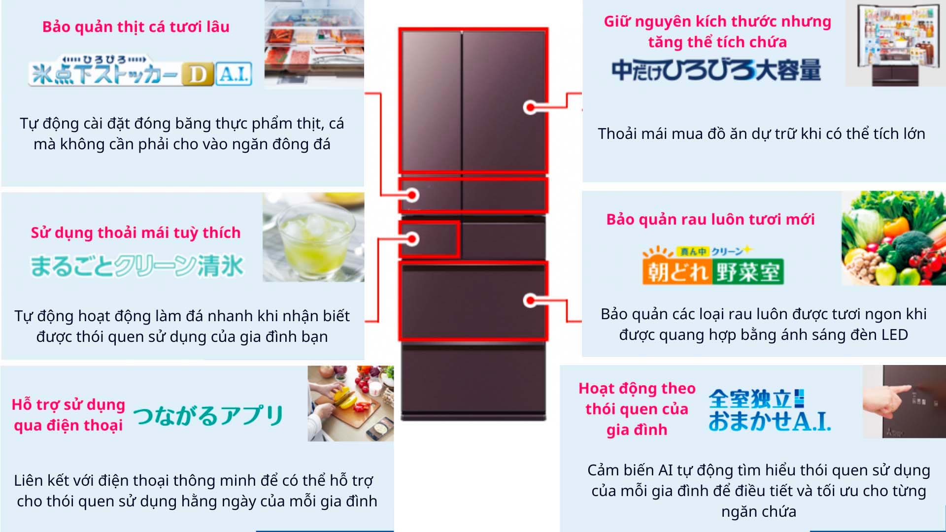 Thể tích chứa lớn với 6 ngăn chứa