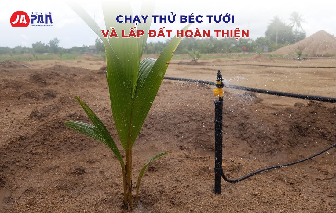Hướng Dẫn Lắp Vòi Tưới Cây Tự Động Đúng Cách Và Đơn Giản 5 Hướng dẫn lắp vòi tưới cây - Chạy thử béc tưới và lấp đất hoàn thiện