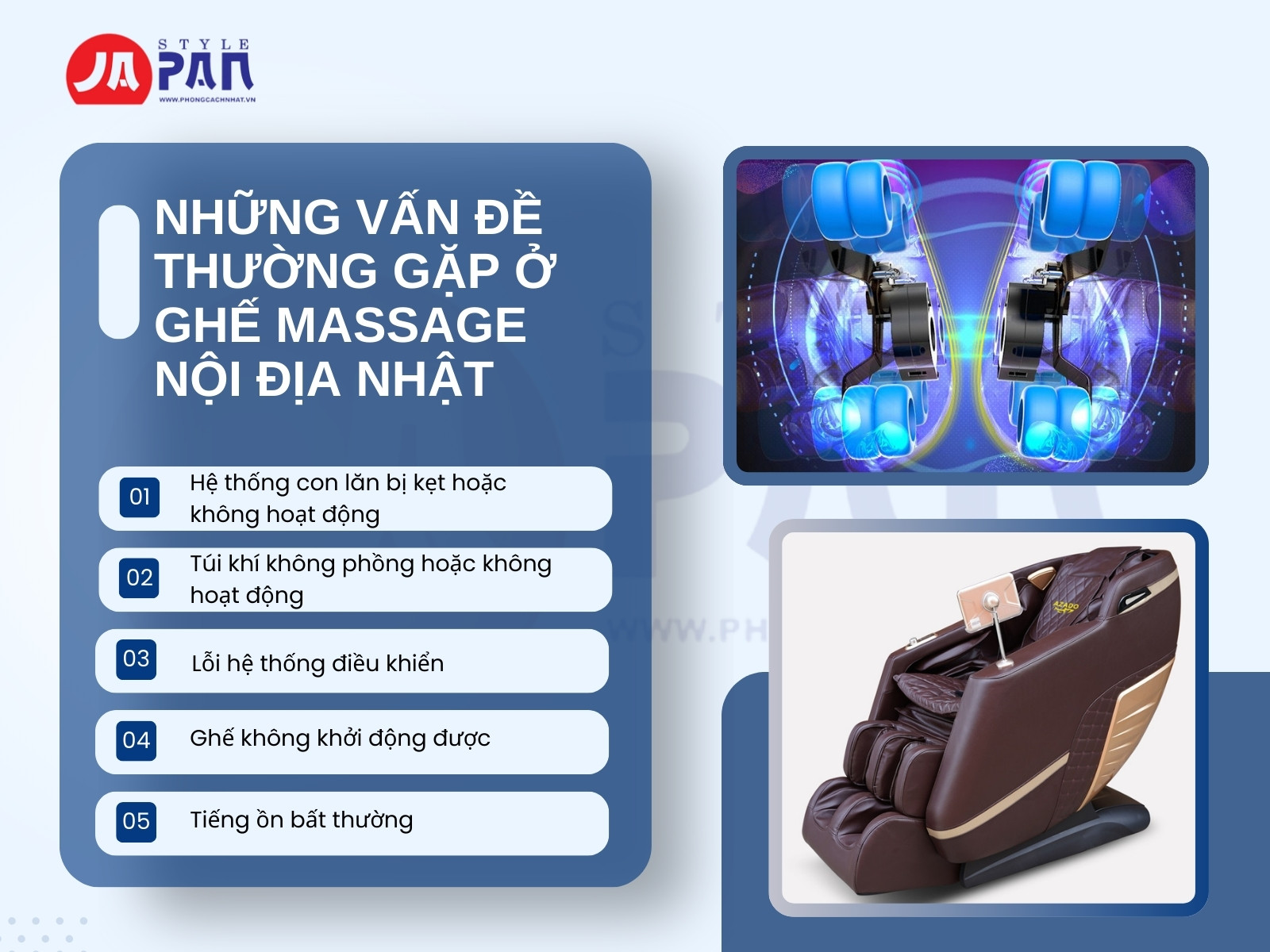 Những vấn đề thường gặp ở ghế massage nội địa Nhật