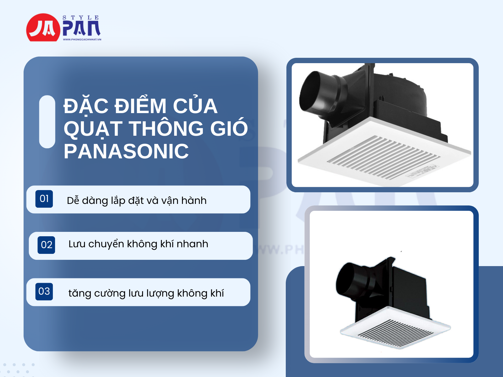 Đặc điểm quạt thông gió Panasonic