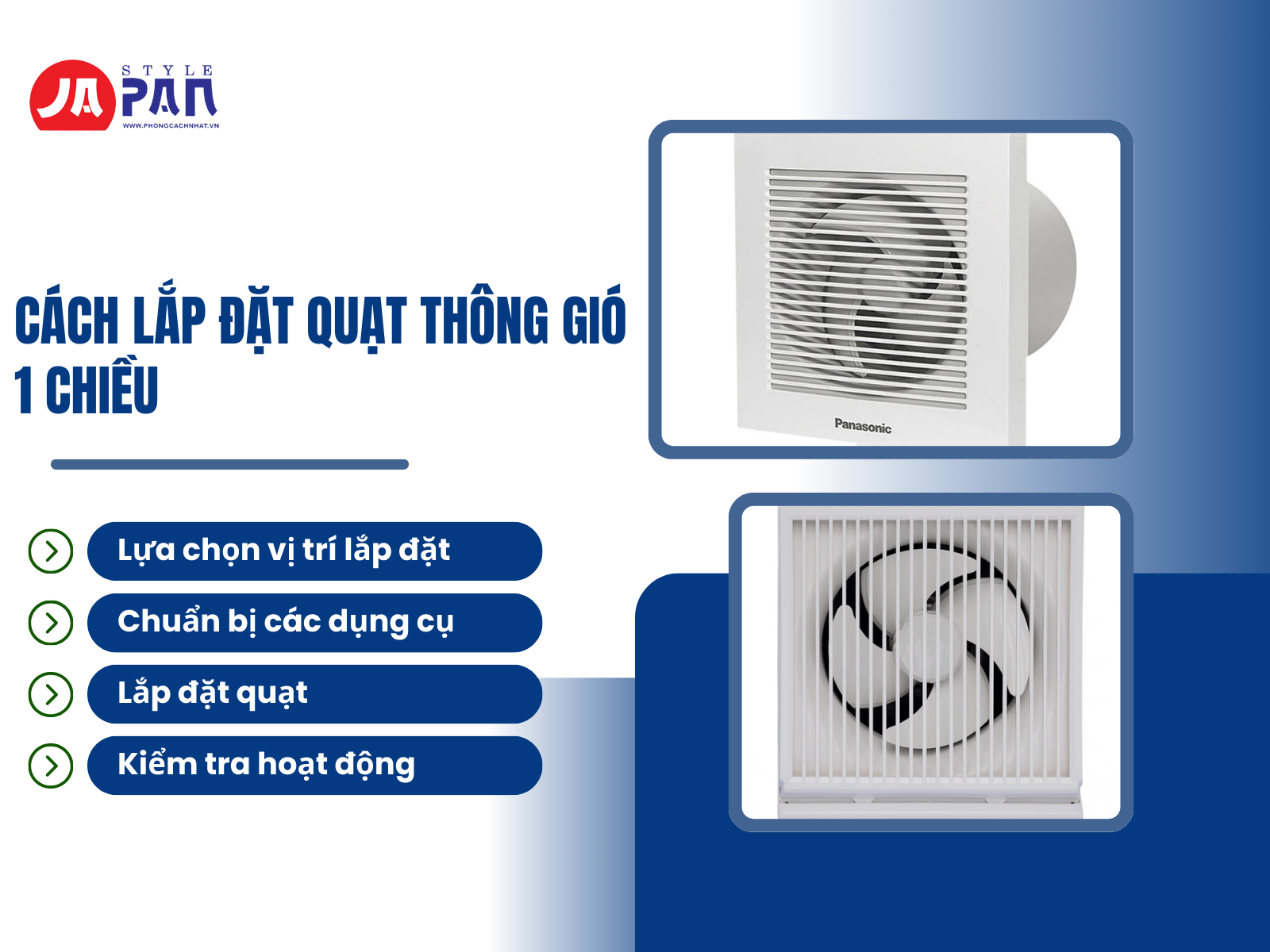 Cách lắp đặt quạt thông gió 1 chiều