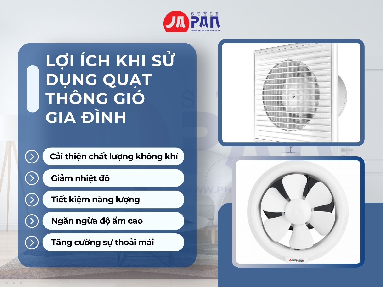Lợi ích khi sử dụng quạt thông gió gia đình