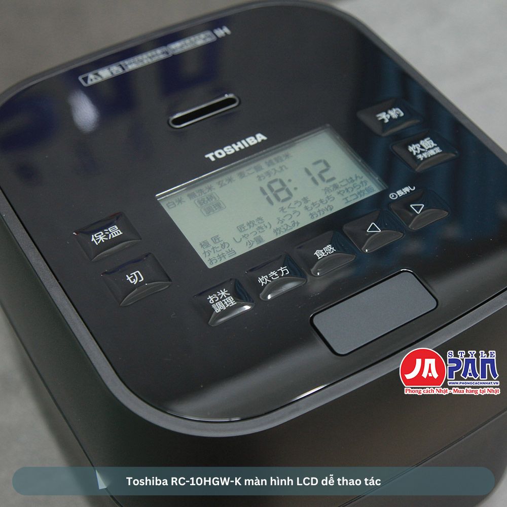 Nồi cơm điện Toshiba RC-10HGW-K | 1.0L 27 Toshiba RC-10HGW-K màn hình LCD dễ thao tác