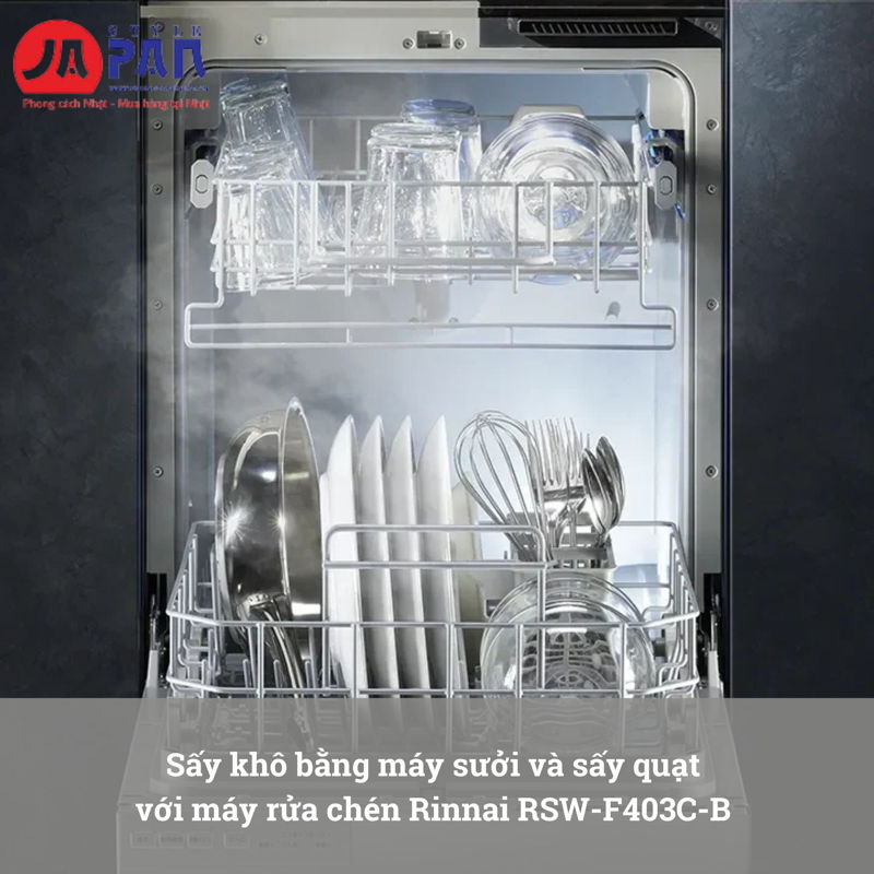 Máy rửa bát Rinnai RSW-F403C-B màu đen | 8 bộ 8 Máy rửa bát RSW-F403C-B màu đen