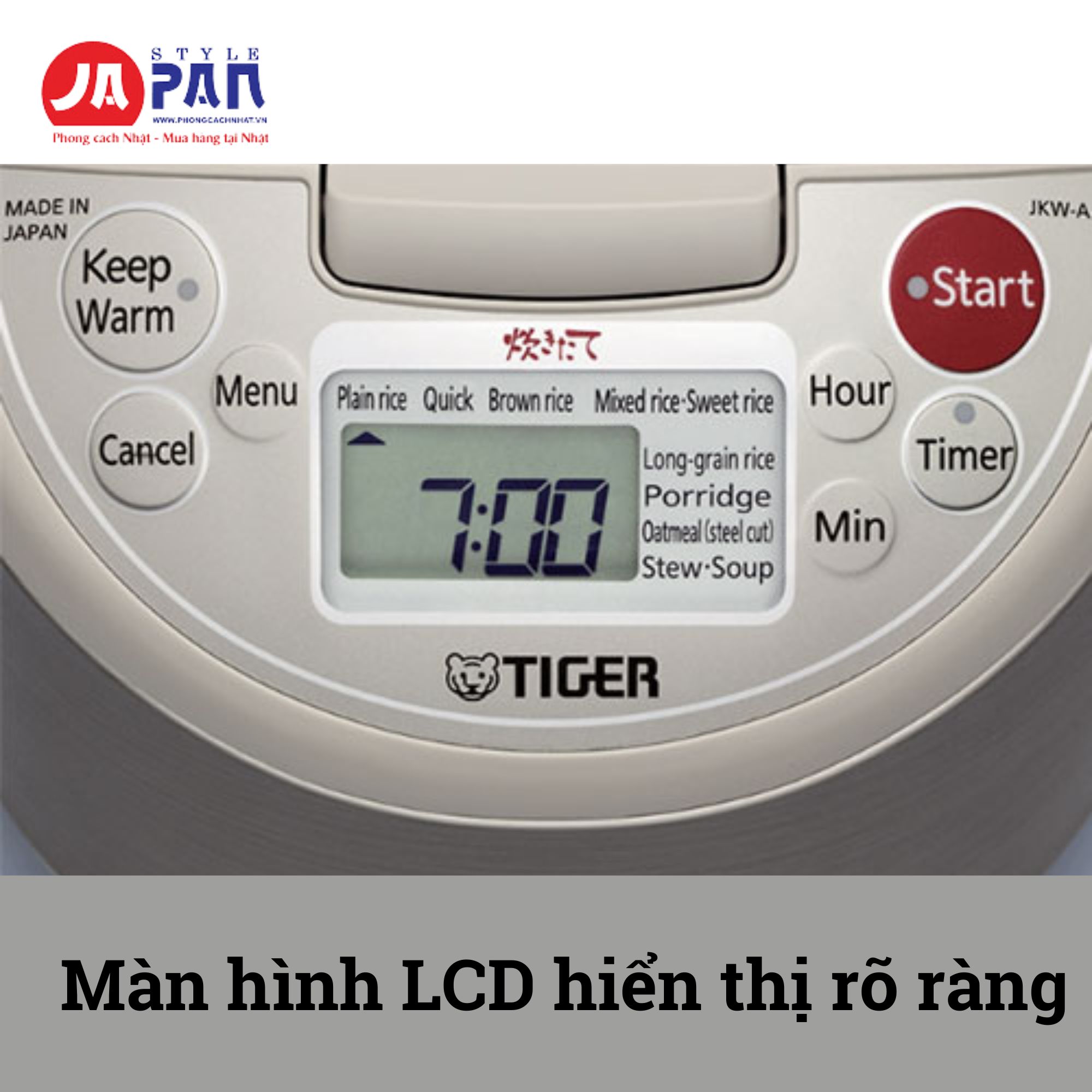 Nồi cơm điện cao tần Tiger JKW-A18W | Điện áp 220V 29 Được trang bị màn hình cực kì dễ thao tác