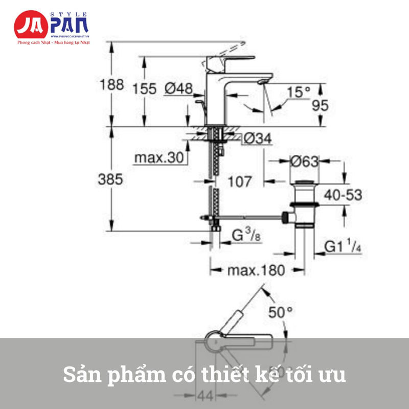 Vòi rửa mặt Grohe Lineare XS-Size 32109001 | Cao 155mm 2 vòi rửa mặt Grohe Lineare XS-Size 32109001