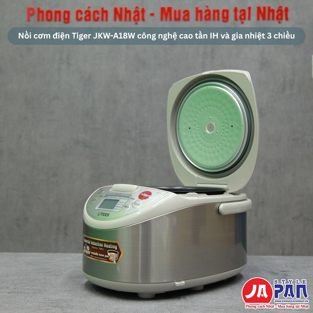 Nồi cơm điện cao tần Tiger JKW-A18W | Điện áp 220V 30 Nồi cơm điện Tiger JKW-A18W công nghệ cao tần IH và gia nhiệt 3 chiều