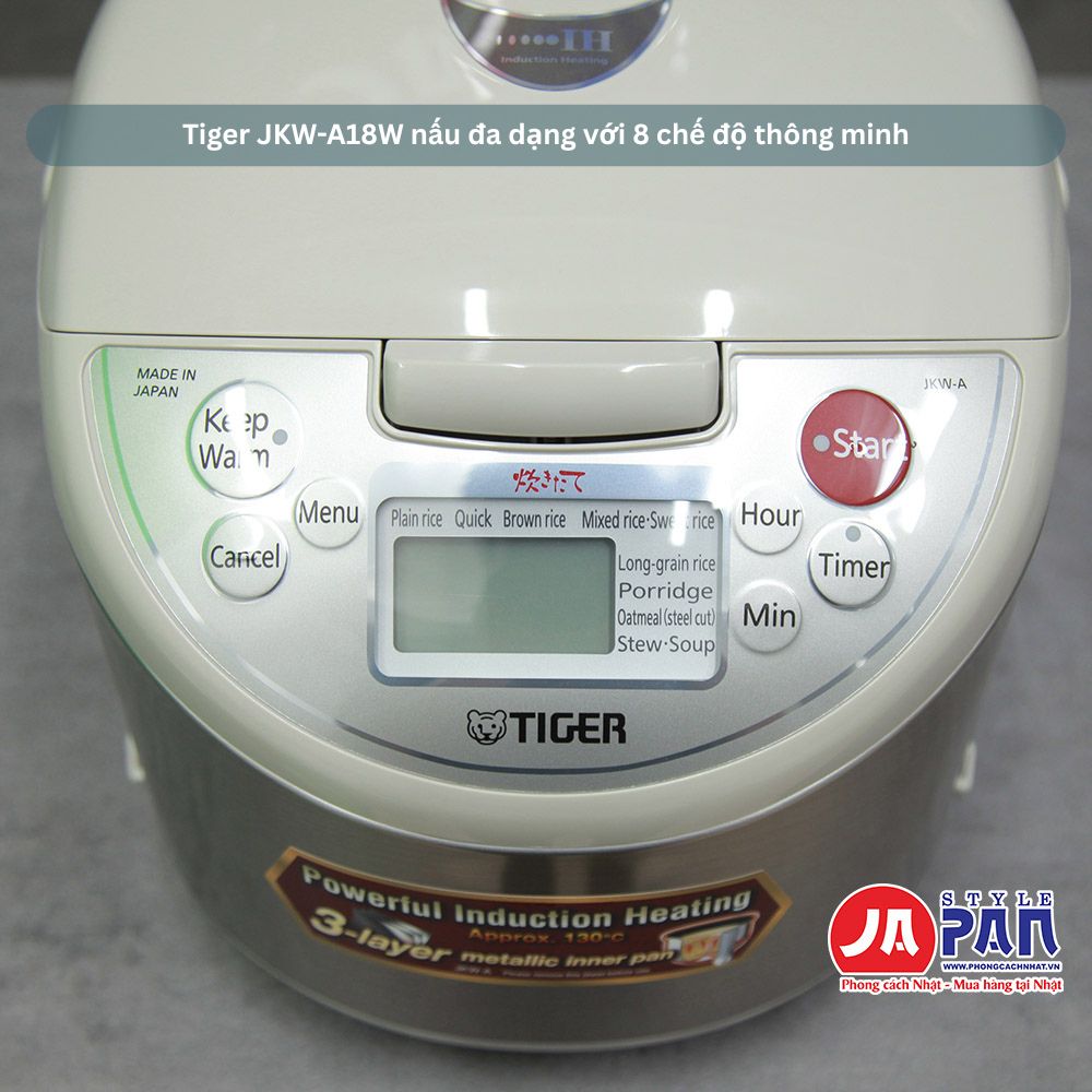Nồi cơm điện cao tần Tiger JKW-A18W | Điện áp 220V 29 Tiger JKW-A18W nấu đa dạng với 8 chế độ thông minh