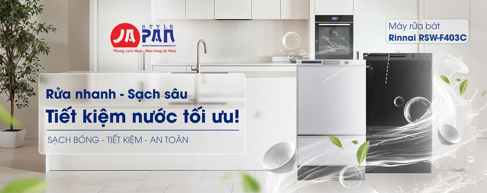 Banner máy rửa bát Rinnai RSW-F403C