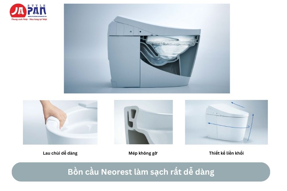 Bồn cầu Toto CES9720 nội địa Nhật – Full chức năng, Made in Japan 31 Bồn cầu Neorest làm sạch rất dễ dàng