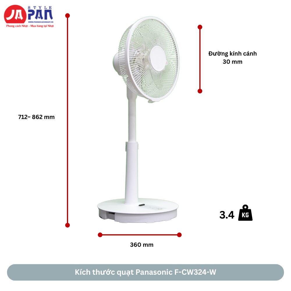 Kích thước quạt Panasonic F-CW324-W