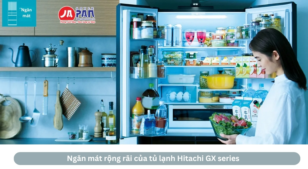 Ngăn mát rộng rãi của tủ lạnh Hitachi GX series