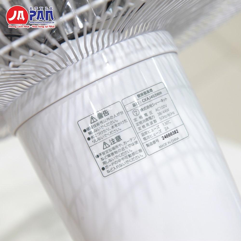 Quạt treo tường Cnet CKAJ403WH | Tự bật tắt khi có người 12 Tem kỹ thuật thông số quạt Cnet CKAJ403WH