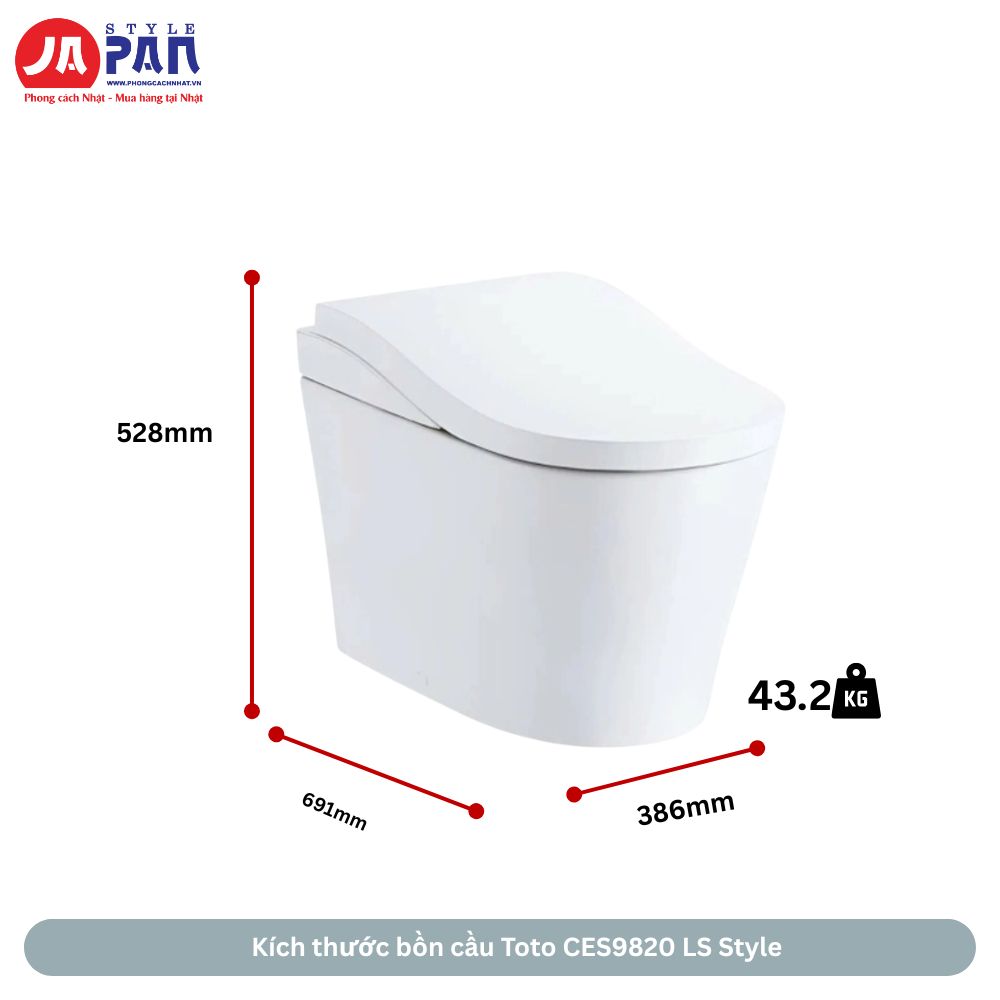 Kích thước bồn cầu Toto CES9820 LS Style