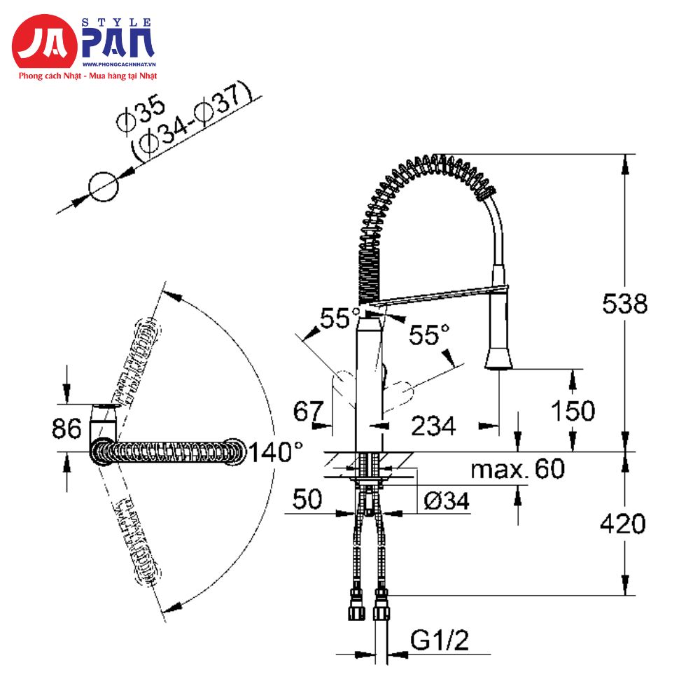 Thông số chi tiết Grohe K7 Pro Medium 31379000 