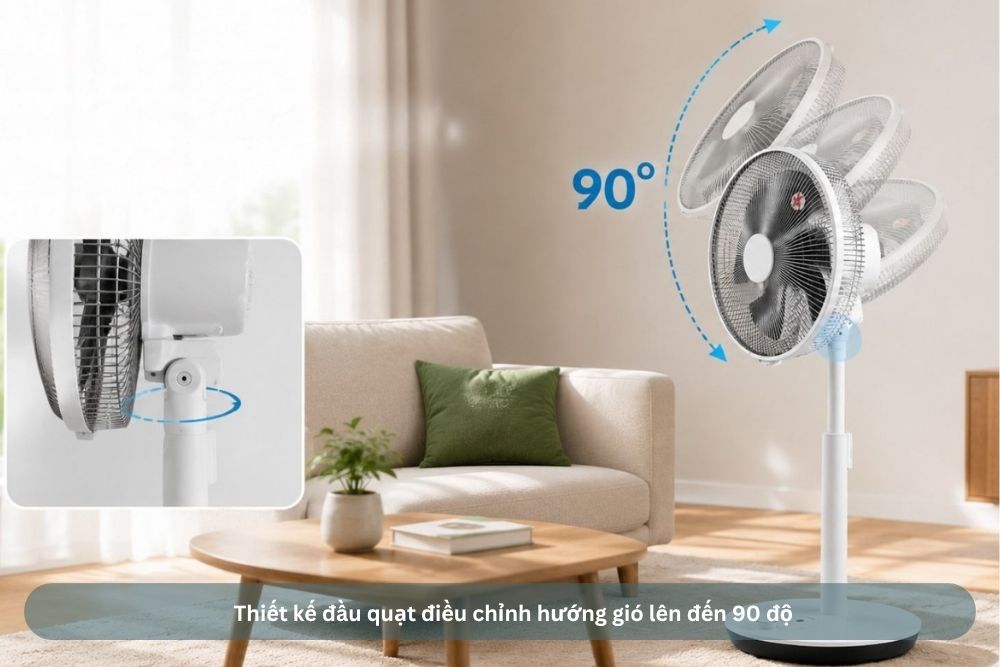 Thiết kế đầu quạt Toyotomi FS-DHT30R điều chỉnh hướng gió 90 độ